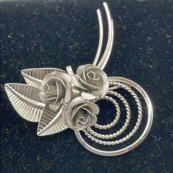 Bond Boyd Sterling Signed Roses Pin Brooch - Picture 2 of 9